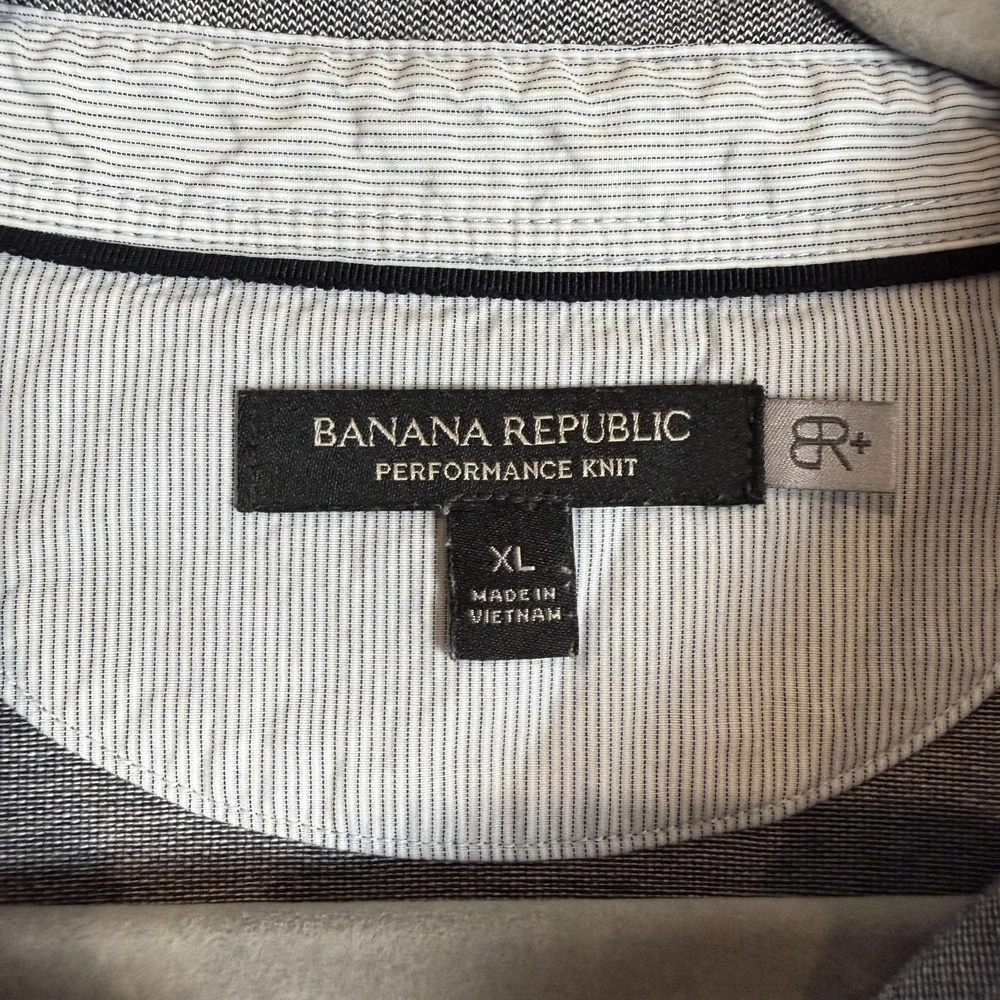 Banana Republic Polo Shirt Mens XL Gray Performance Knit Short Sleeve Stretch